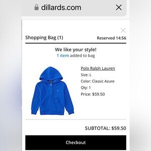 Boys Royal Blue Polo Hoodie Size M (10-12)